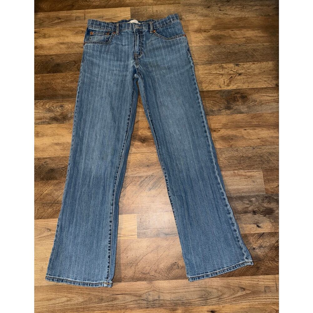 Levi’s girls stripe wide leg blue jeans with adjustable waistband
